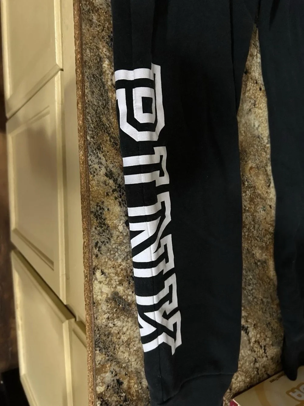 PINK Victoria's Secret Black Joggers with White Lettering